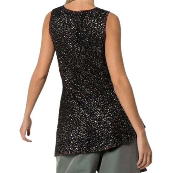 NWT Seis Marjan Genevieve asymmetric glitter sparkle crepe top - Picture 3 of 16